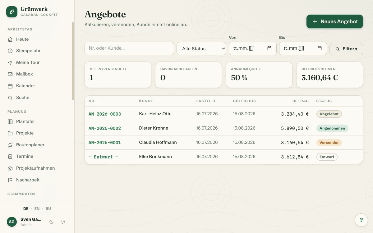 Acceptance rate at a glance, follow-ups never forgotten — Screenshot
