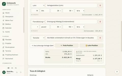Quotes & Calculation — From Site Visit to Signed Job — Screenshot