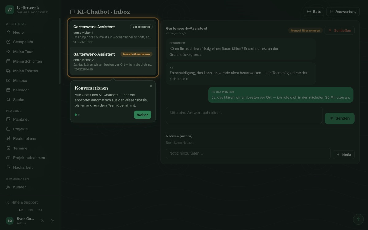 Every chat lands in the same Support Inbox — Screenshot