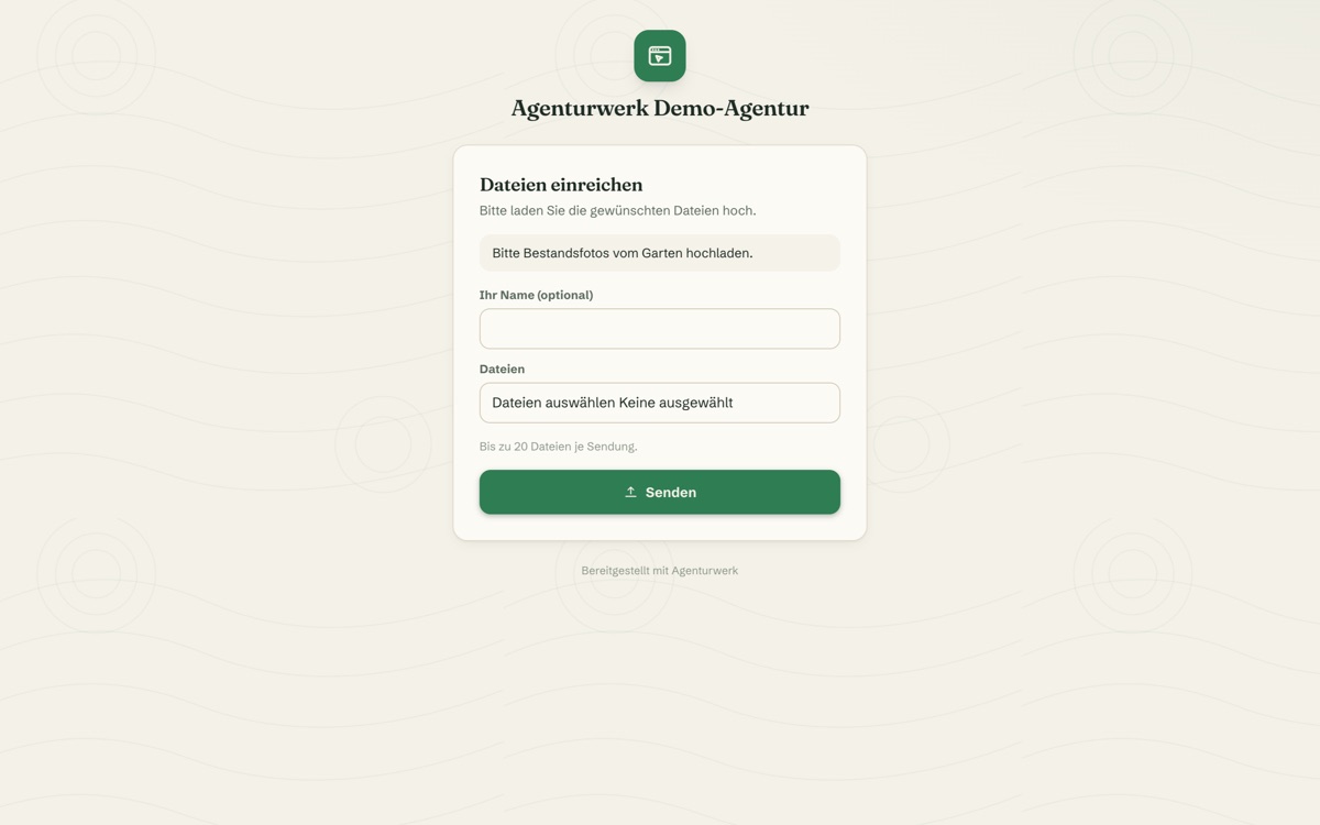 File Requests With No Login, Uploads in the Customer Portal — Screenshot