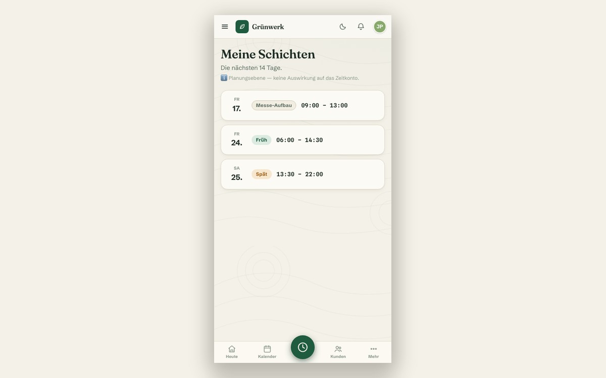 My Shifts, Mobile for Life on the Road — Screenshot