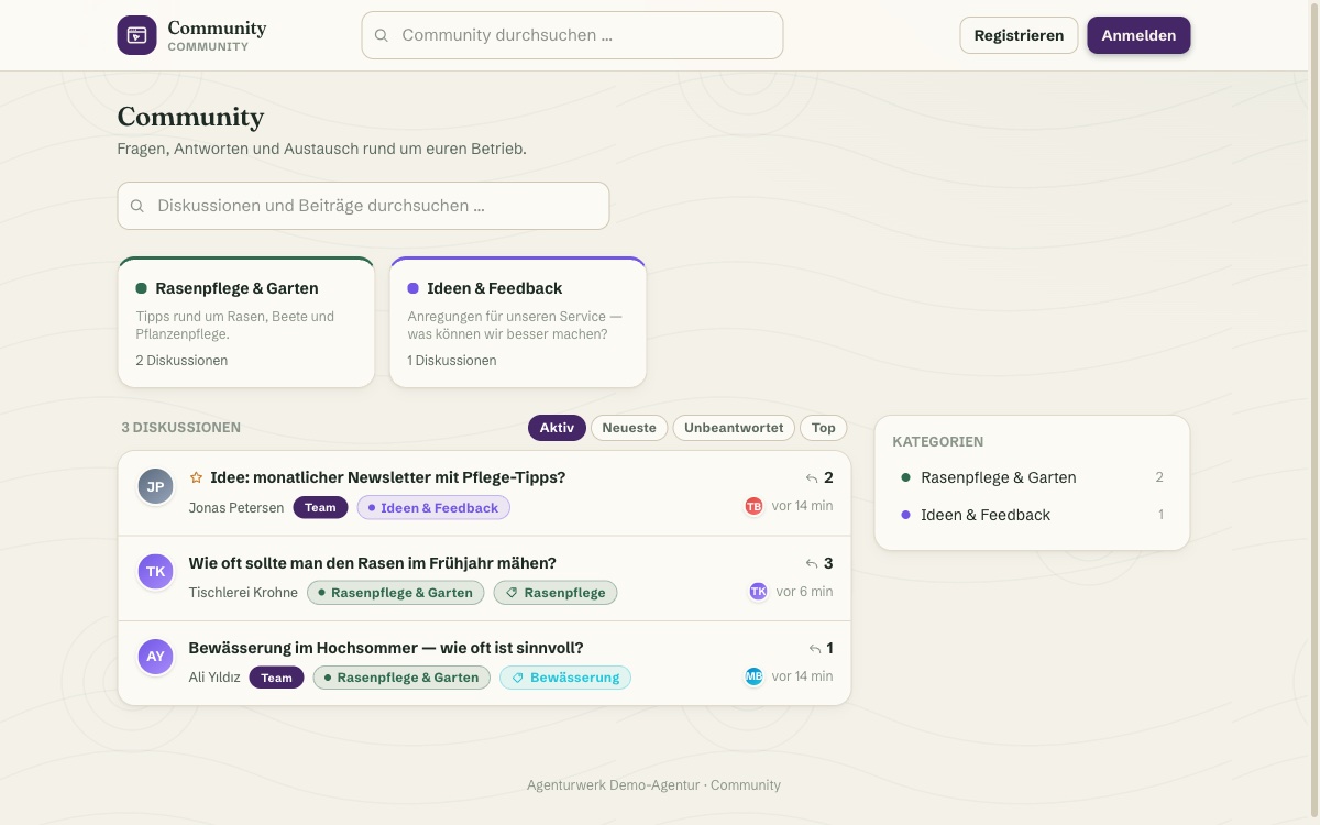 Three Audiences, One Login Fewer: Customer Community and Public Forum — Screenshot