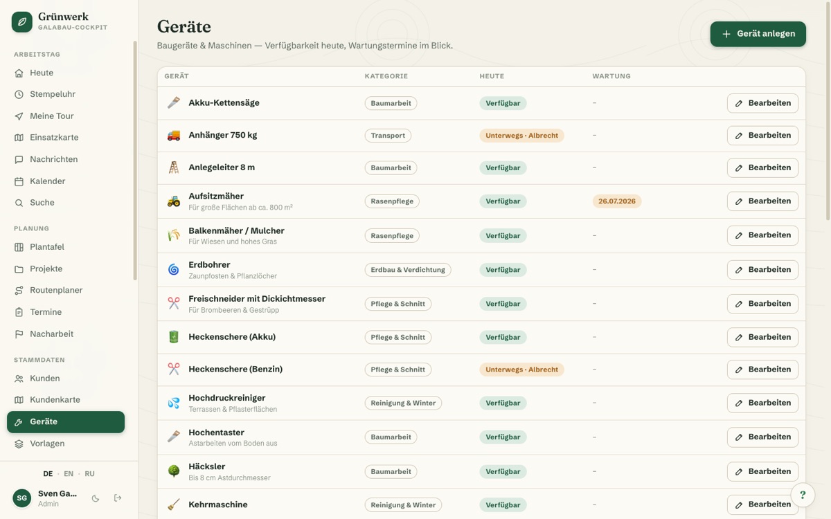 Equipment Management — Screenshot