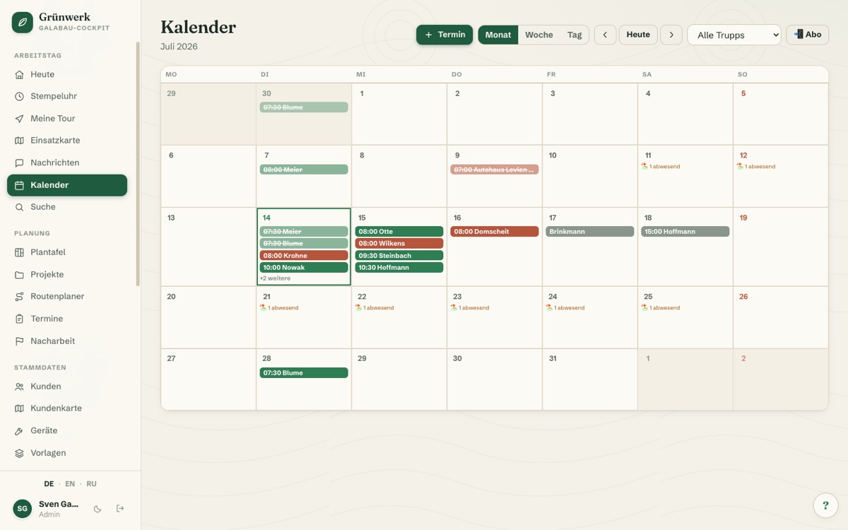 Maintenance dates in view — Screenshot