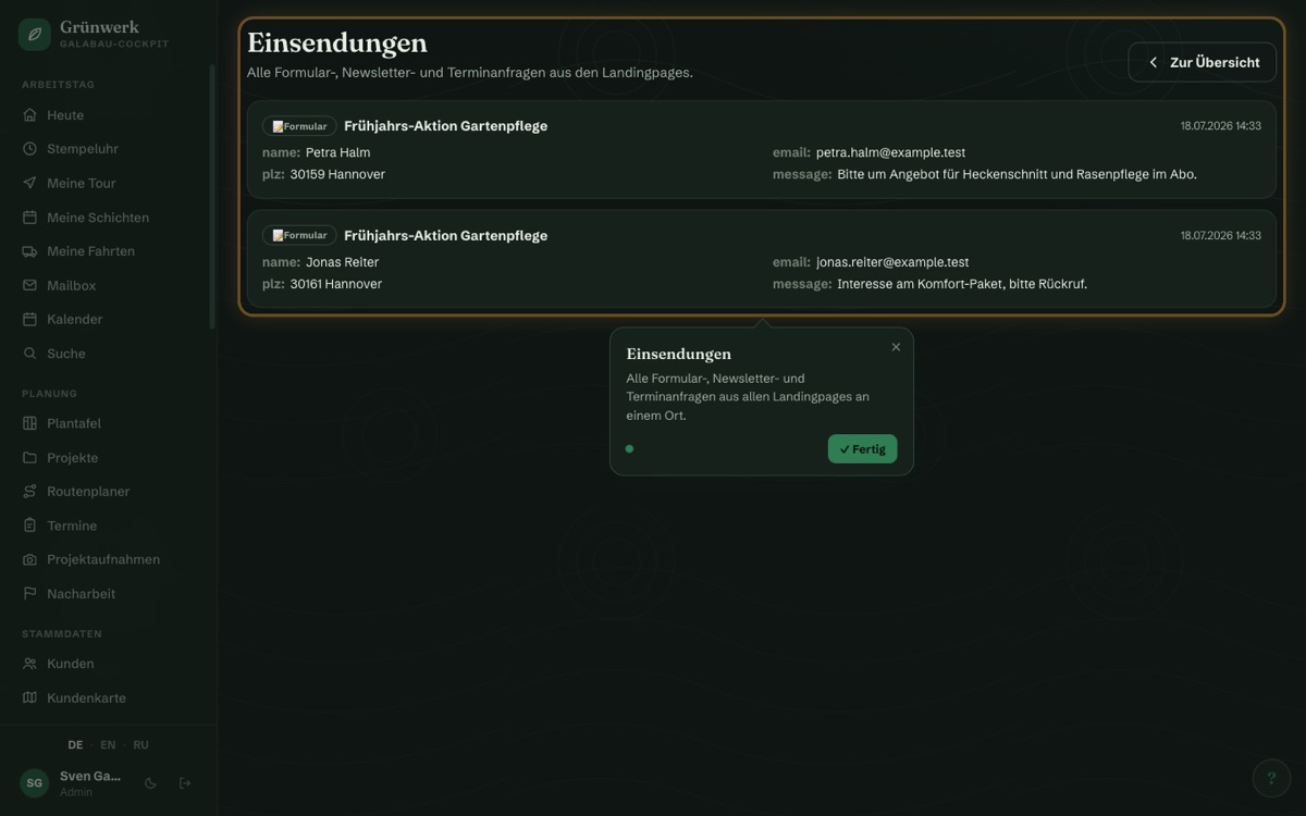 Submissions land straight in the Cockpit — optionally as a ticket — Screenshot