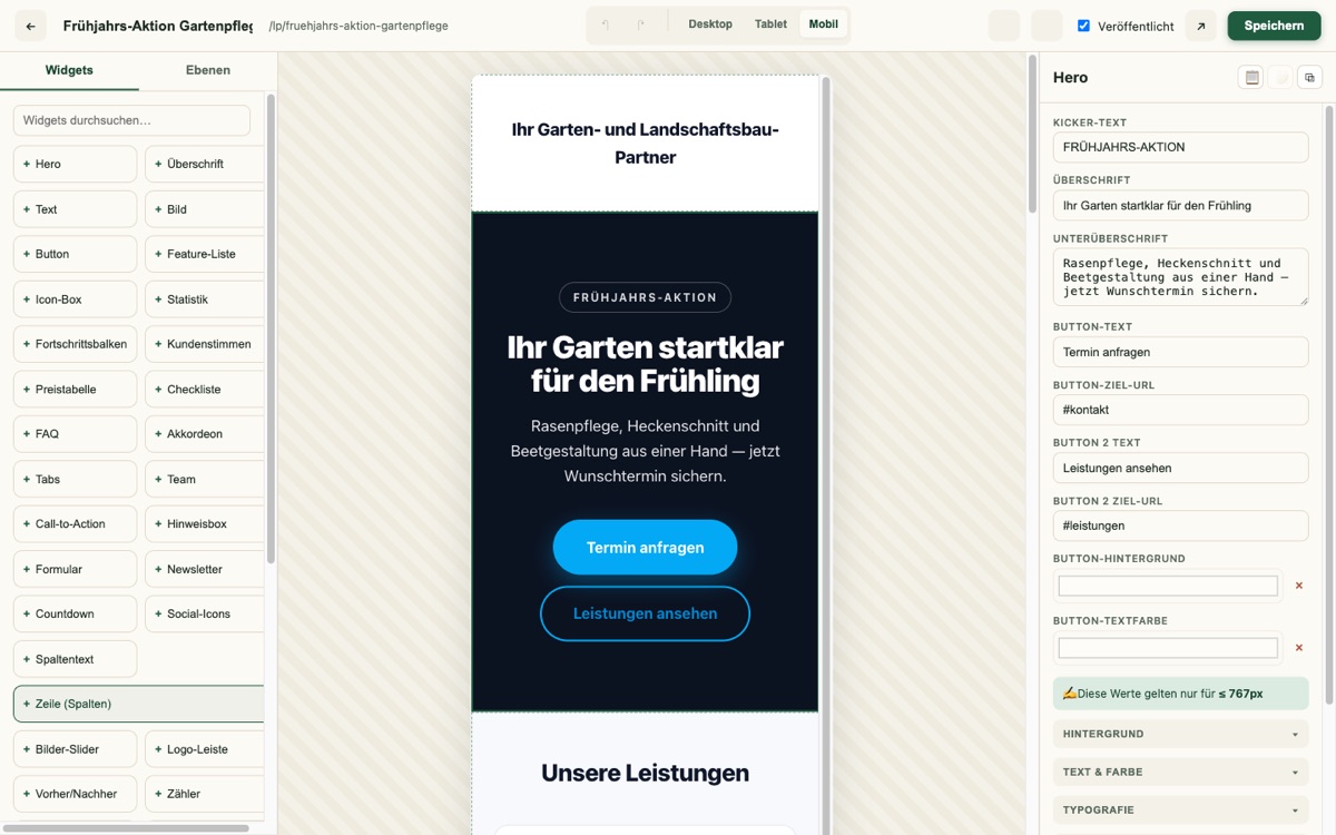 Mobile preview and fine-tuning per device — Screenshot