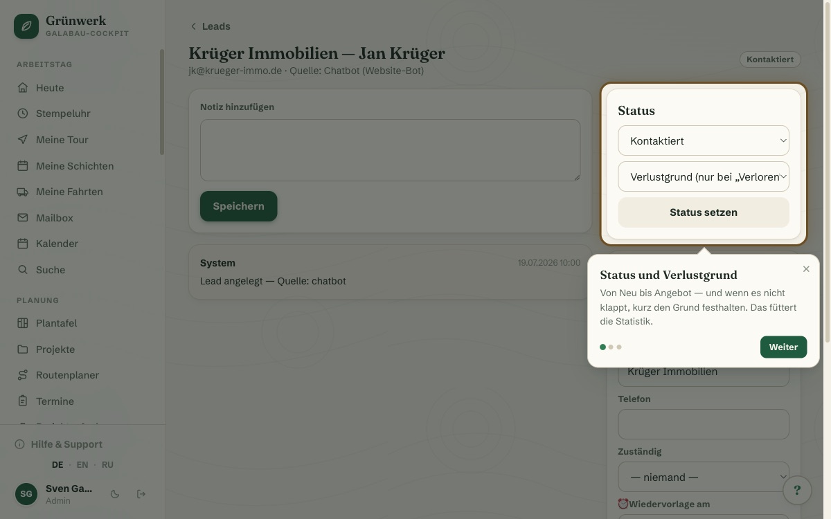 From First Contact to Customer File — Screenshot