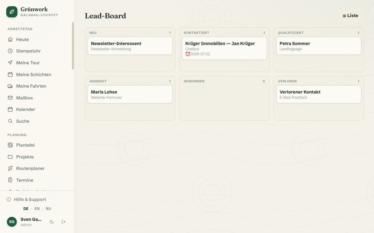 Lead System — Every Prospect in One Place, Until They Become a Customer — Screenshot