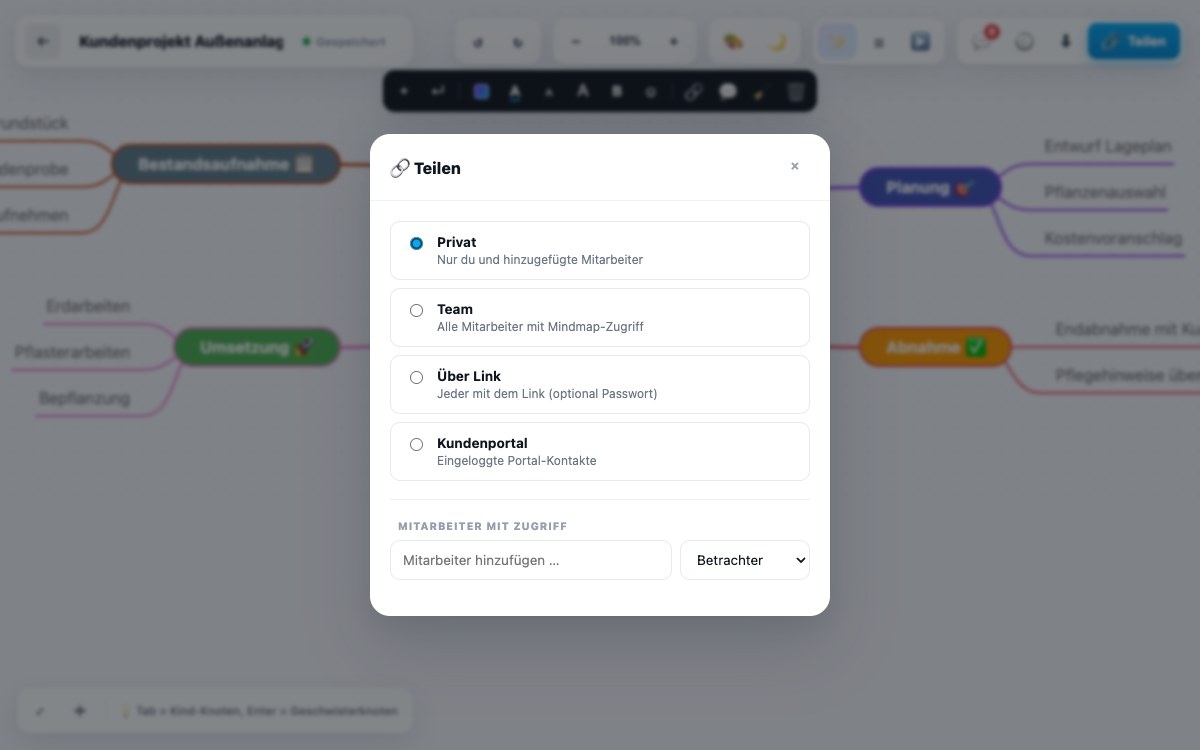 Share via Link, Present, Collaborate Live — Screenshot