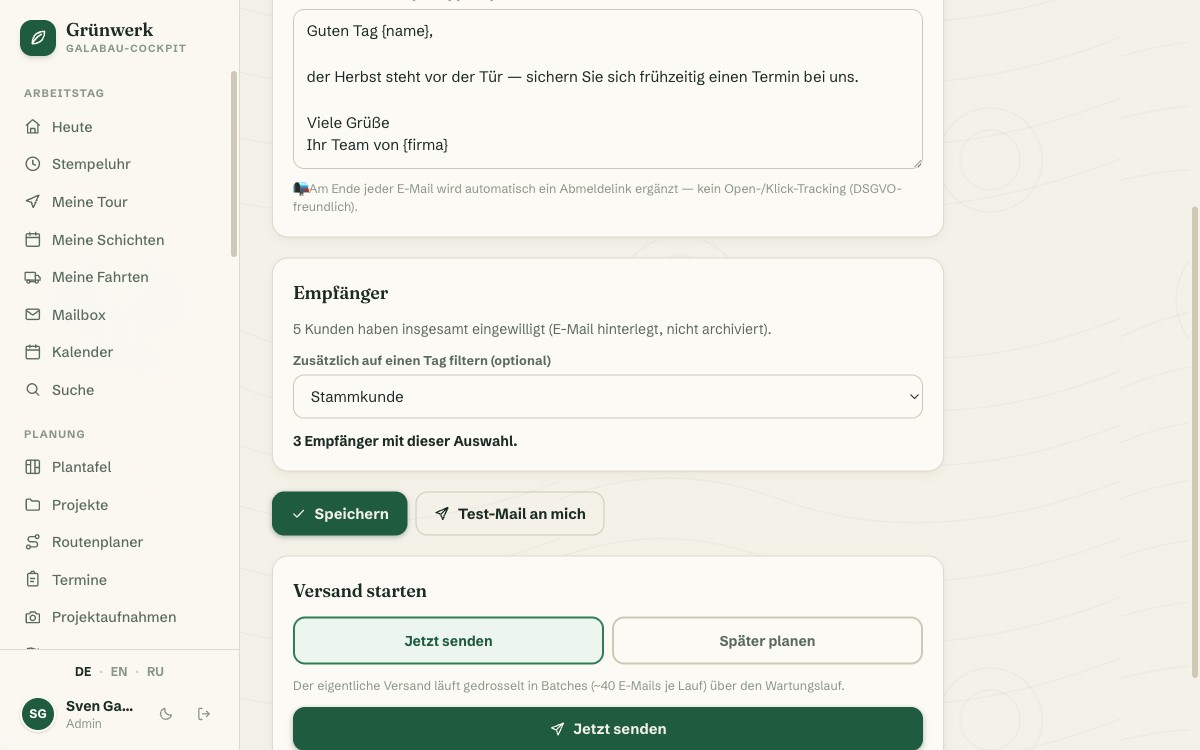 Newsletter — Customer Care Without Tracking — Screenshot