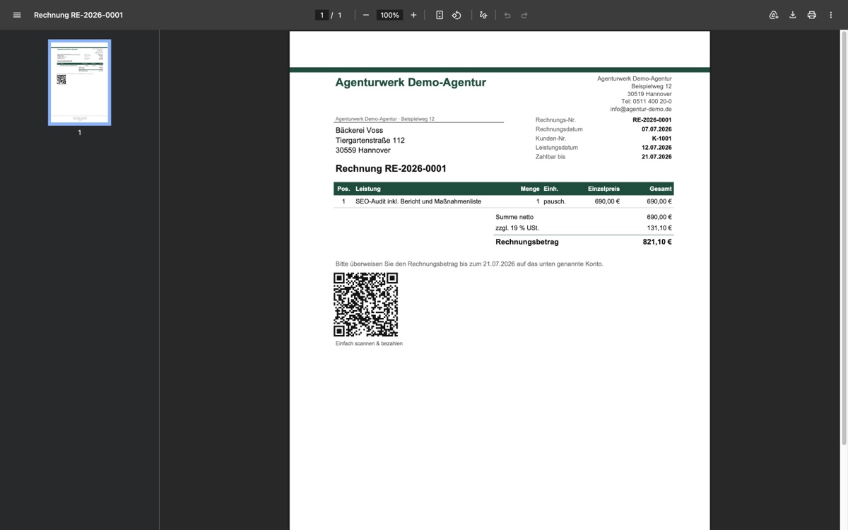 GiroCode/EPC QR Code — Scan and Pay Right on the Invoice — Screenshot