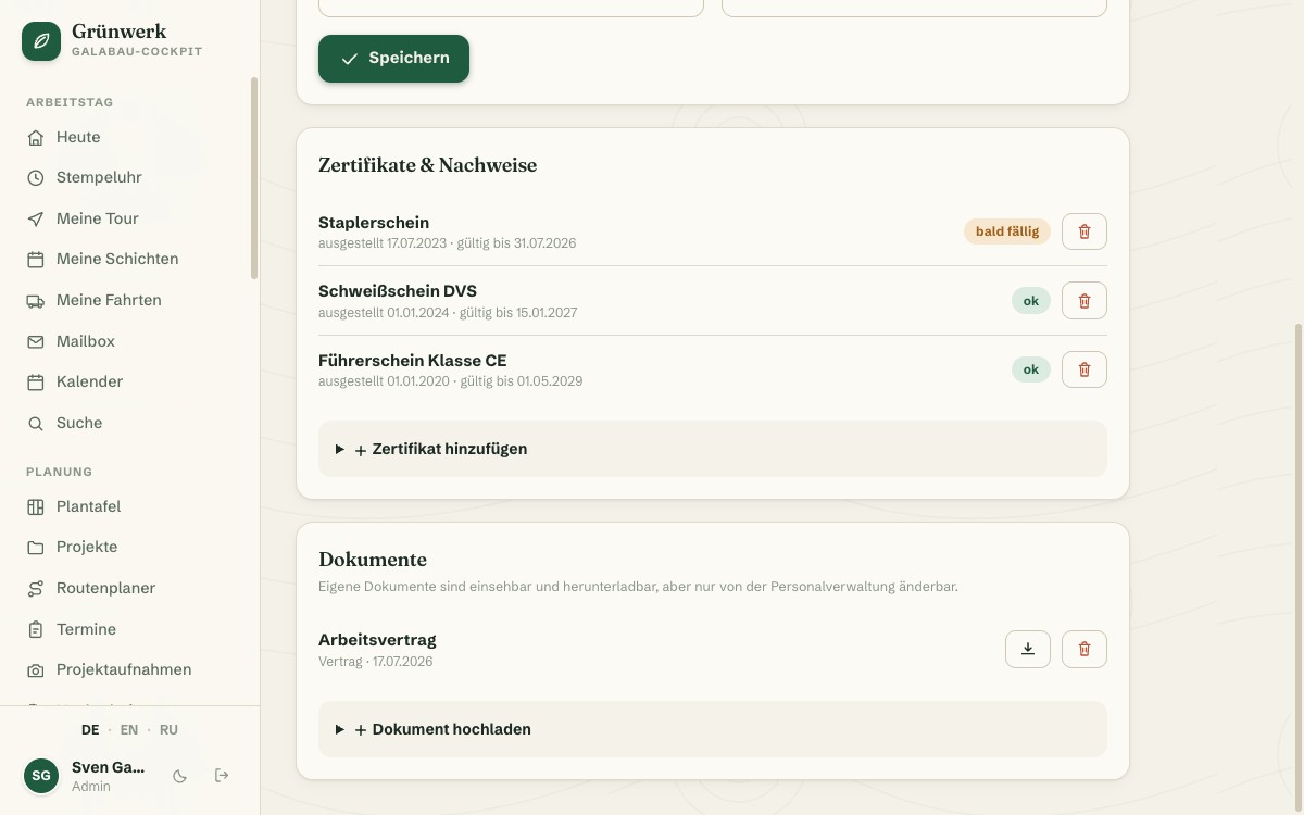 HR Files — Certificates, Documents and Deadlines in One Place — Screenshot