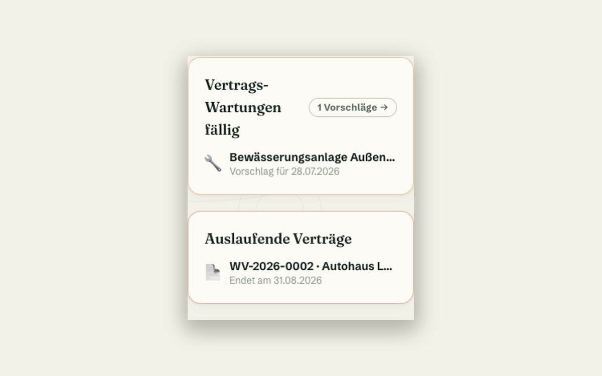 Overview and Warnings on the Dashboard — Screenshot
