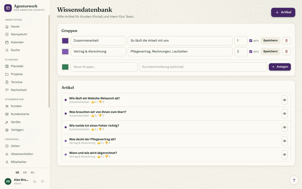 Knowledge Base (FAQ) — Screenshot