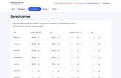 Verwaltung: Wochenplan mit Ausnahmen und Feiertagen