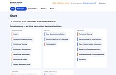 Verwaltung: Startseite mit Schnellmeldungen und Status