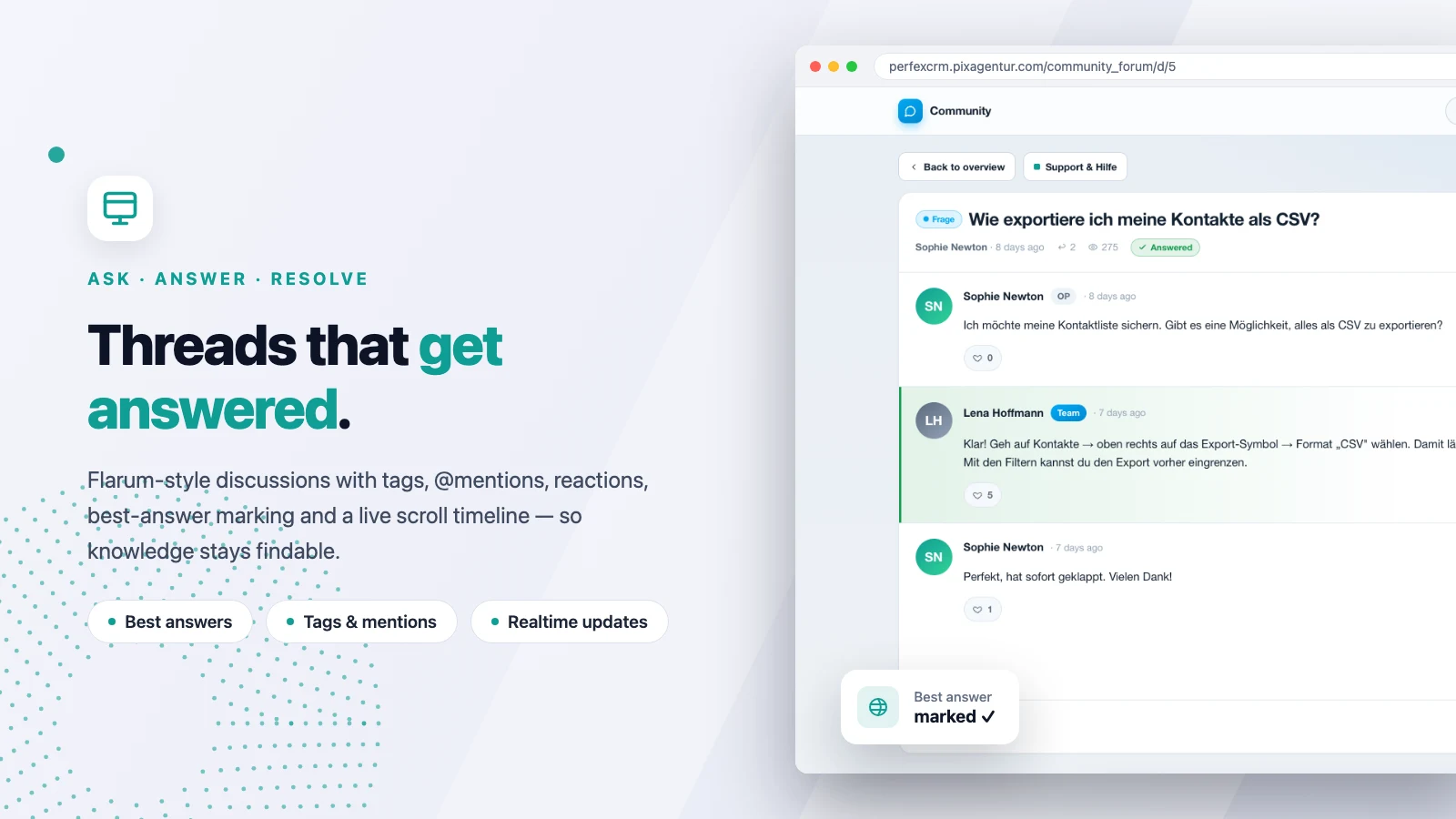 Community Forum discussion view in Perfex CRM