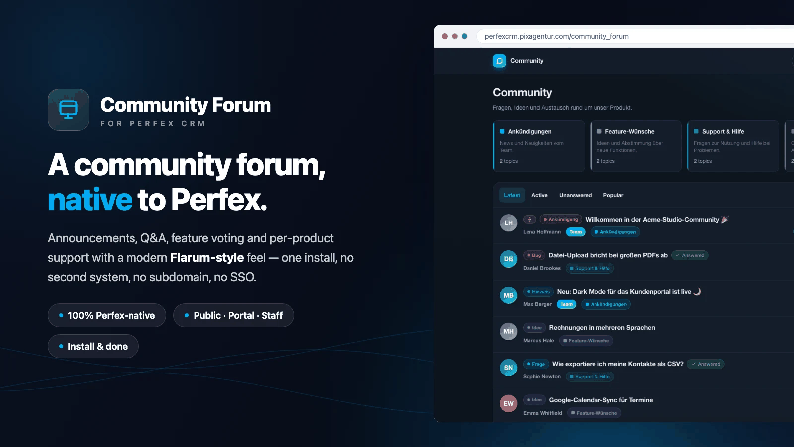 Community Forum for Perfex CRM — discussions in Flarum style