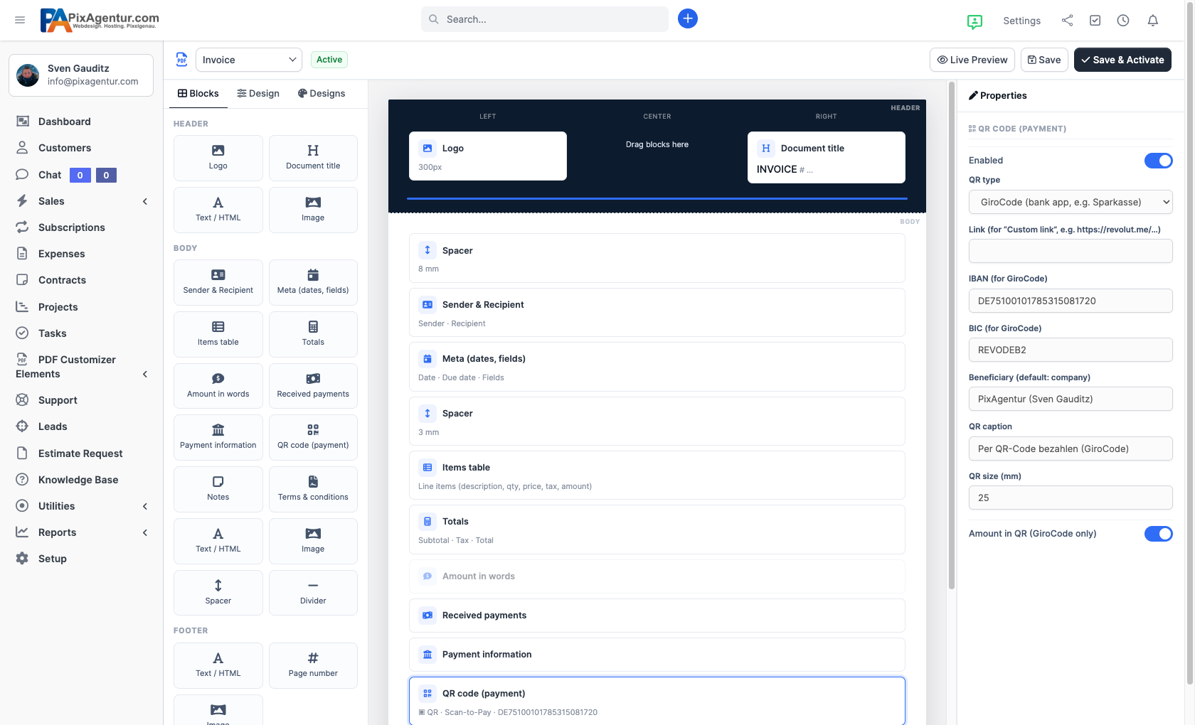 The drag-and-drop builder of PDF Customizer Elements