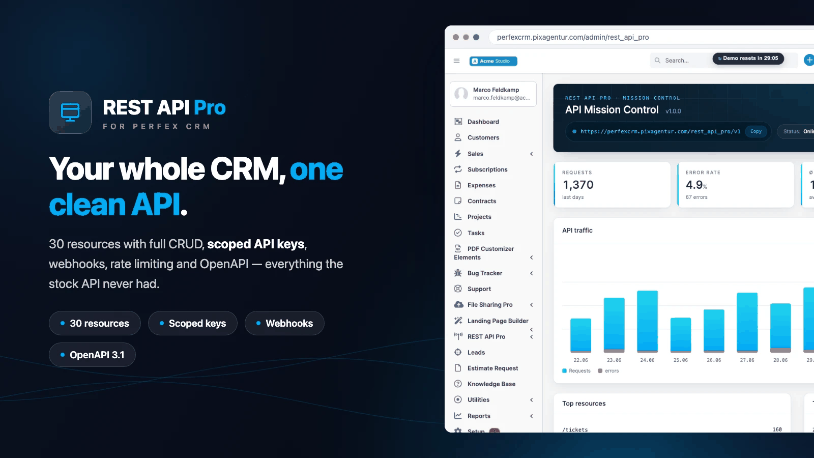 REST API Pro — developer-friendly API for Perfex CRM