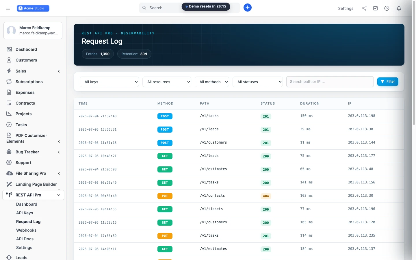 Request logs