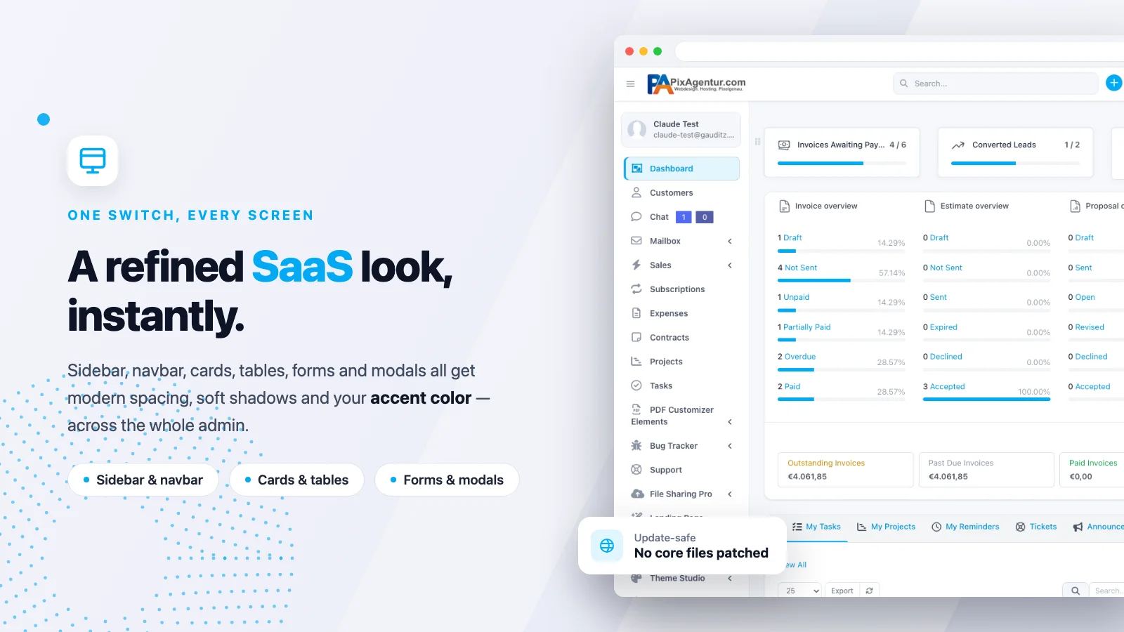 Theme Studio — reworked Perfex dashboard