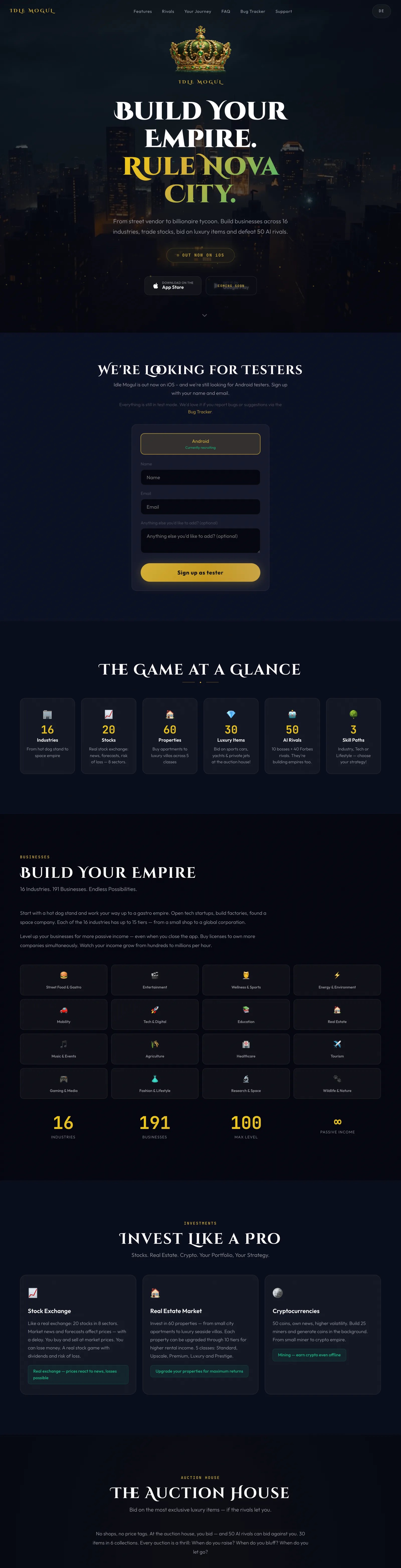 Screenshot der Website idlemogul.com