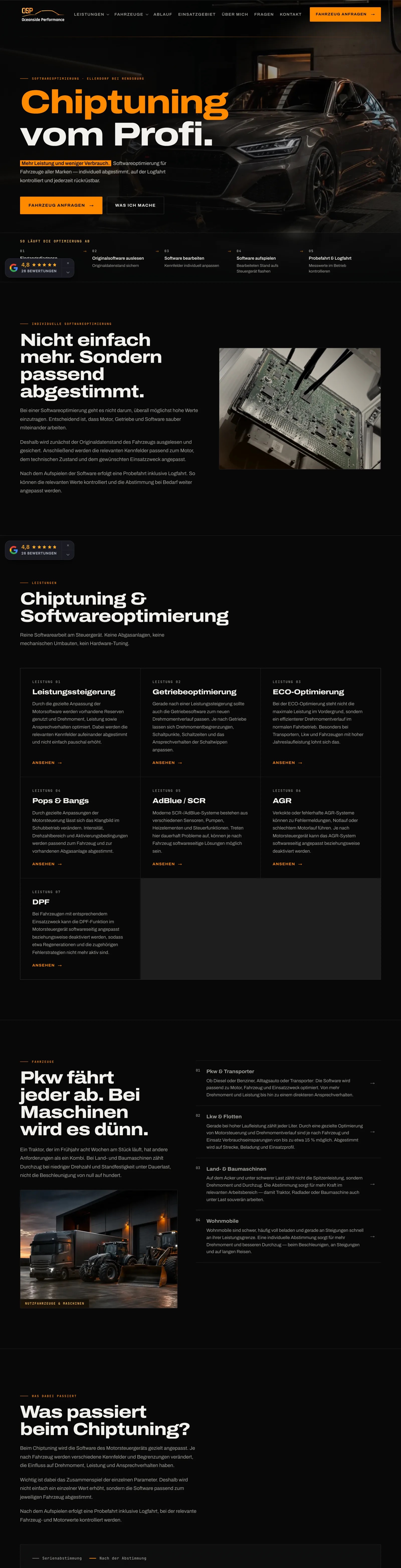Screenshot of the osp-performance.de website