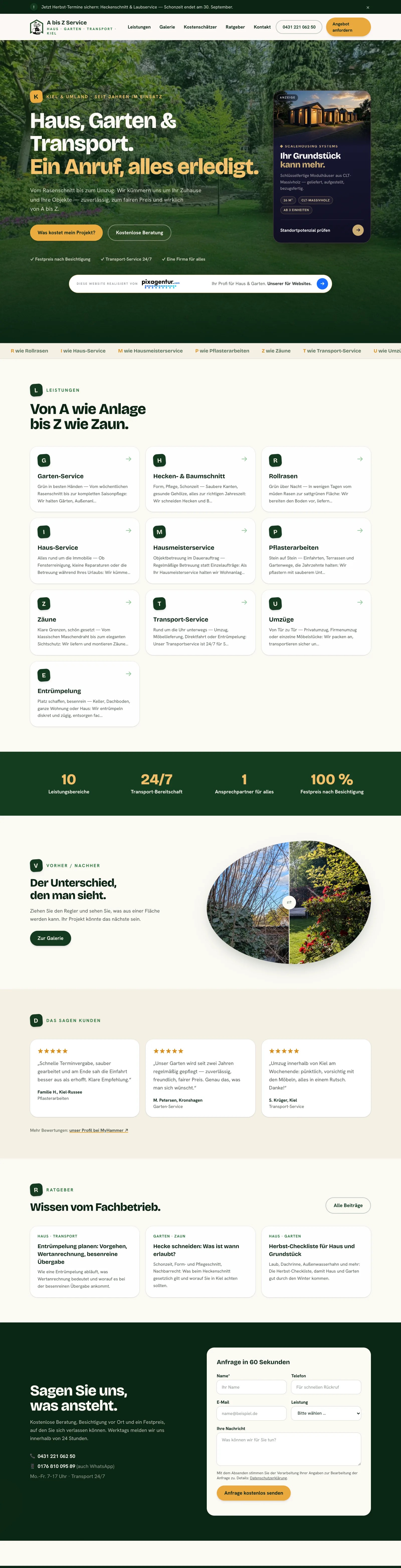 Screenshot der Website service-a-z.de