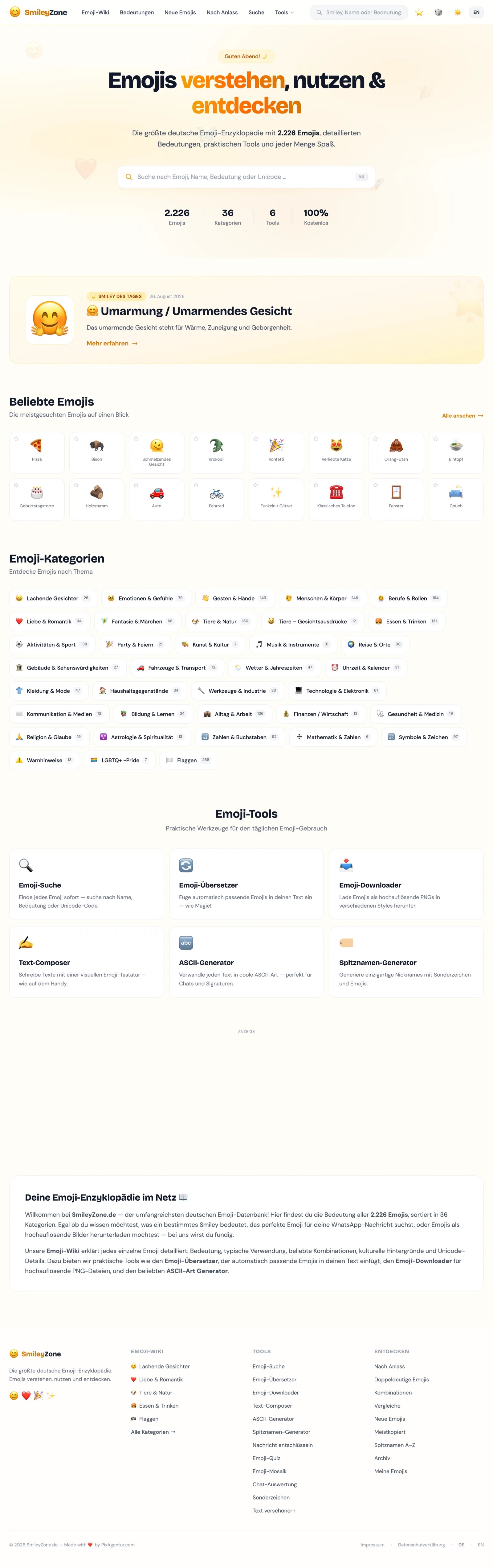 Screenshot of the smileyzone.de website