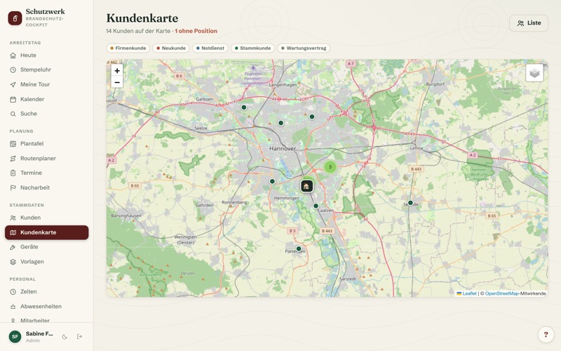 Customer map: every property as a pin