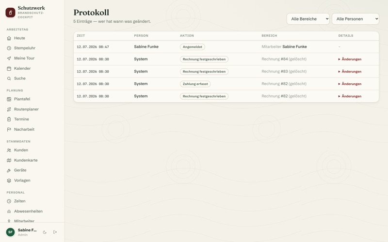 Audit log — every change traceable