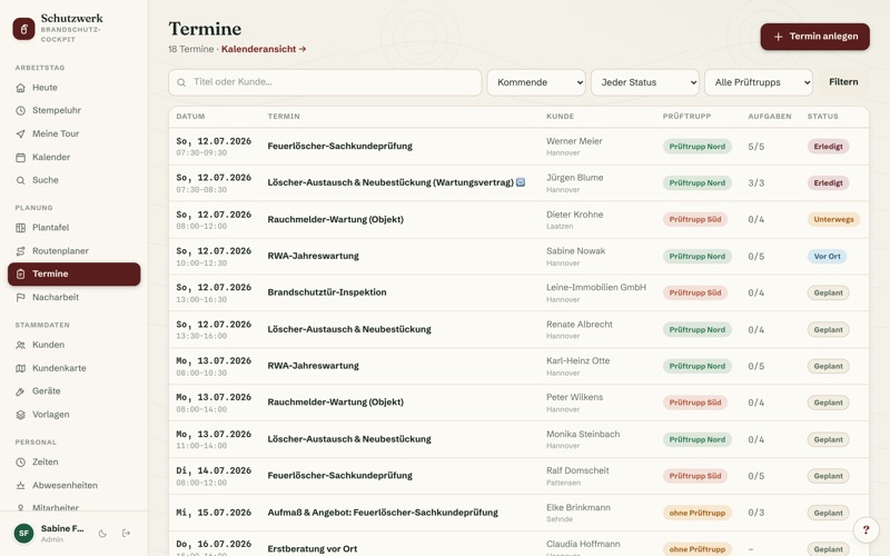 Appointments with inspection checklists