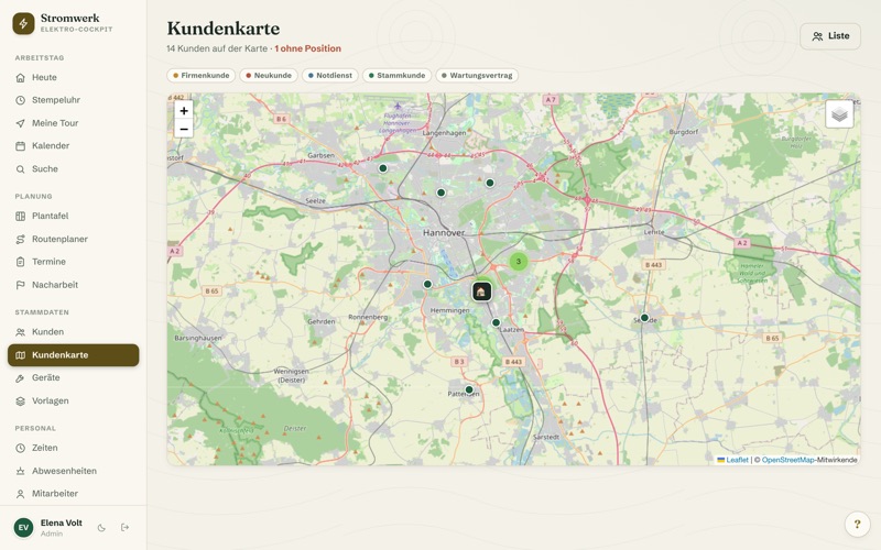 Customer map: every property as a pin