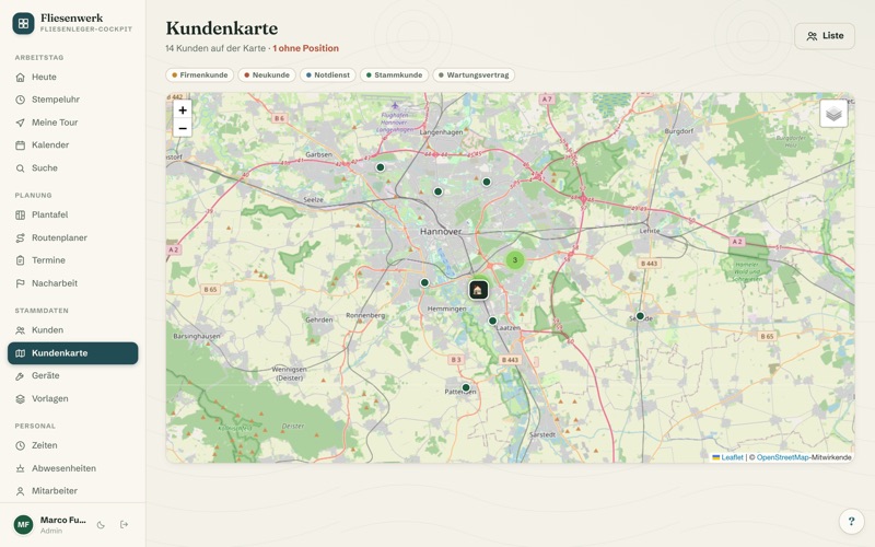 Customer map: every property as a pin