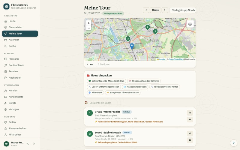 “My tour today” with substrate & heating info