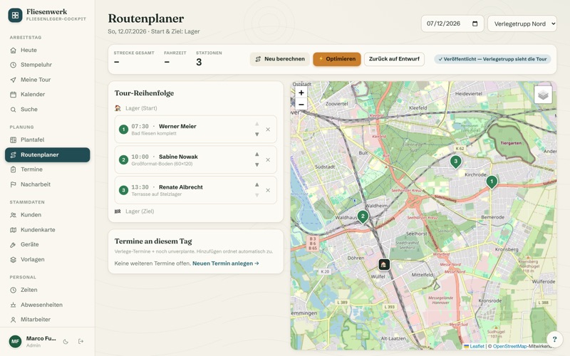 Route planner with map & optimisation