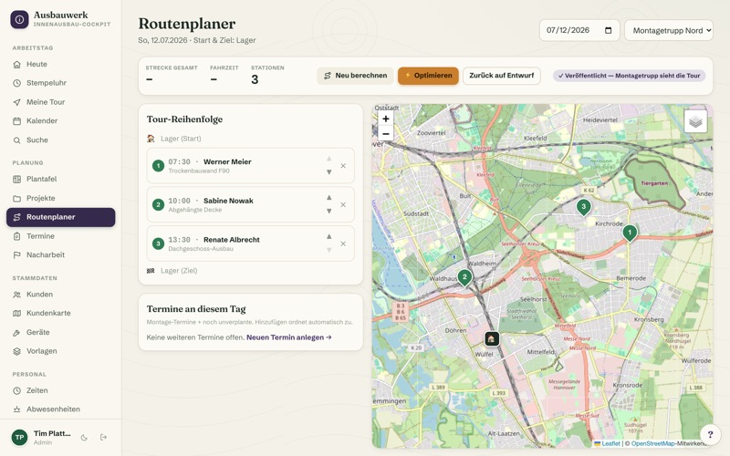 Route planner with map & optimisation
