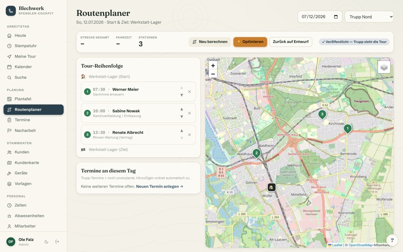 Route planner with map & optimisation