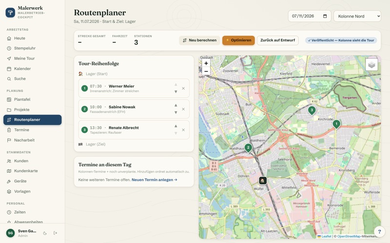 Route planner with map & optimisation