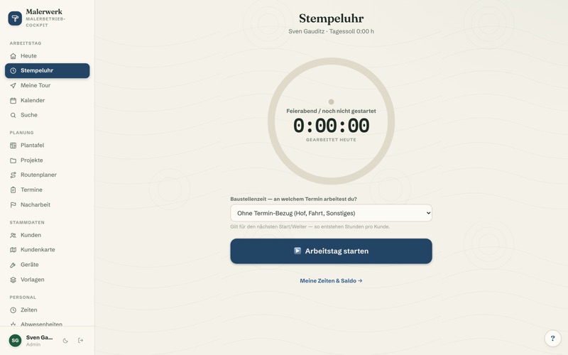 Time clock — offline-capable