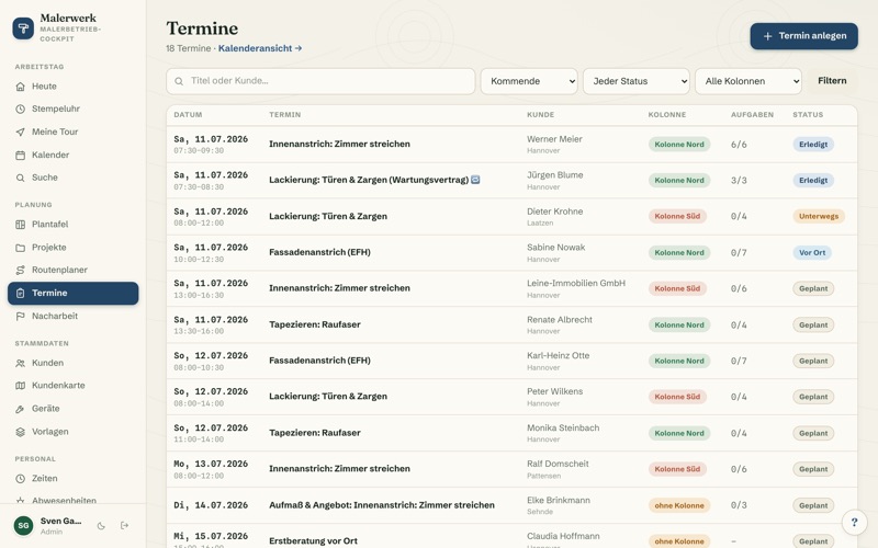 Appointments with task checklists