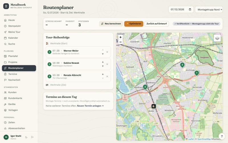 Route planner with map & optimisation