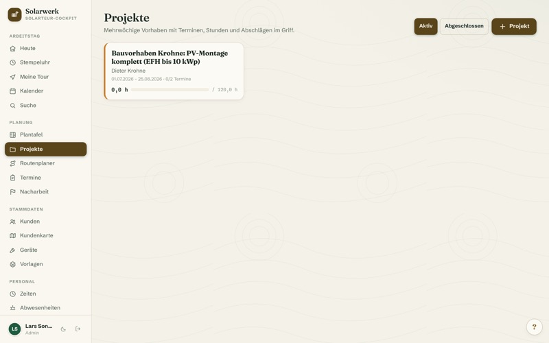 Project file: instalment & final invoices, budget