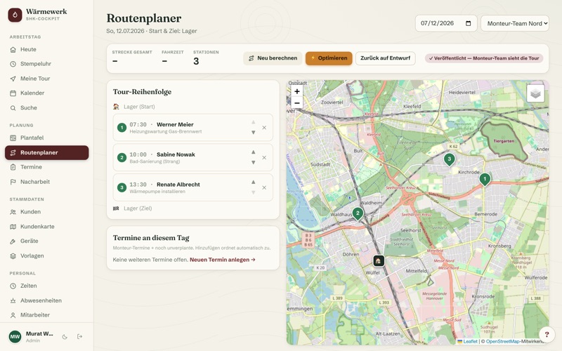 Route planner with map & optimisation