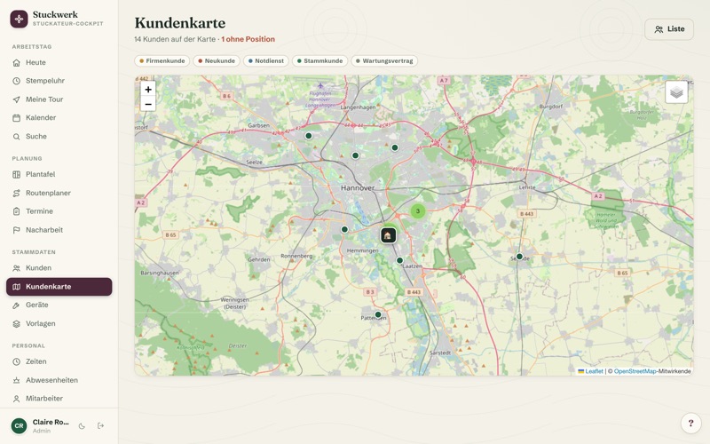 Customer map: every property as a pin