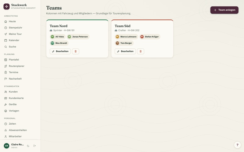 Teams & vehicles