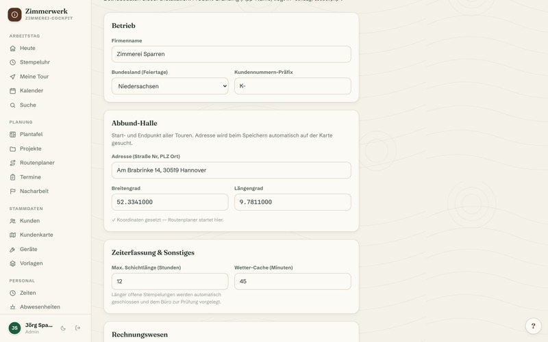 Settings & company data