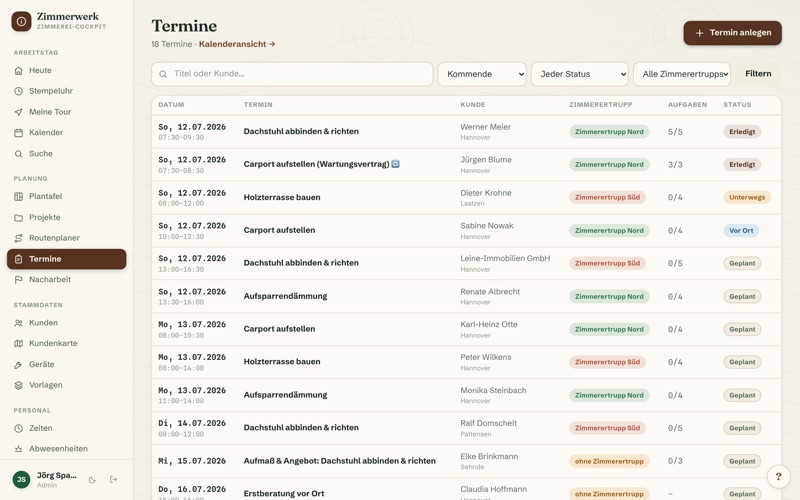 Appointments with raising checklists